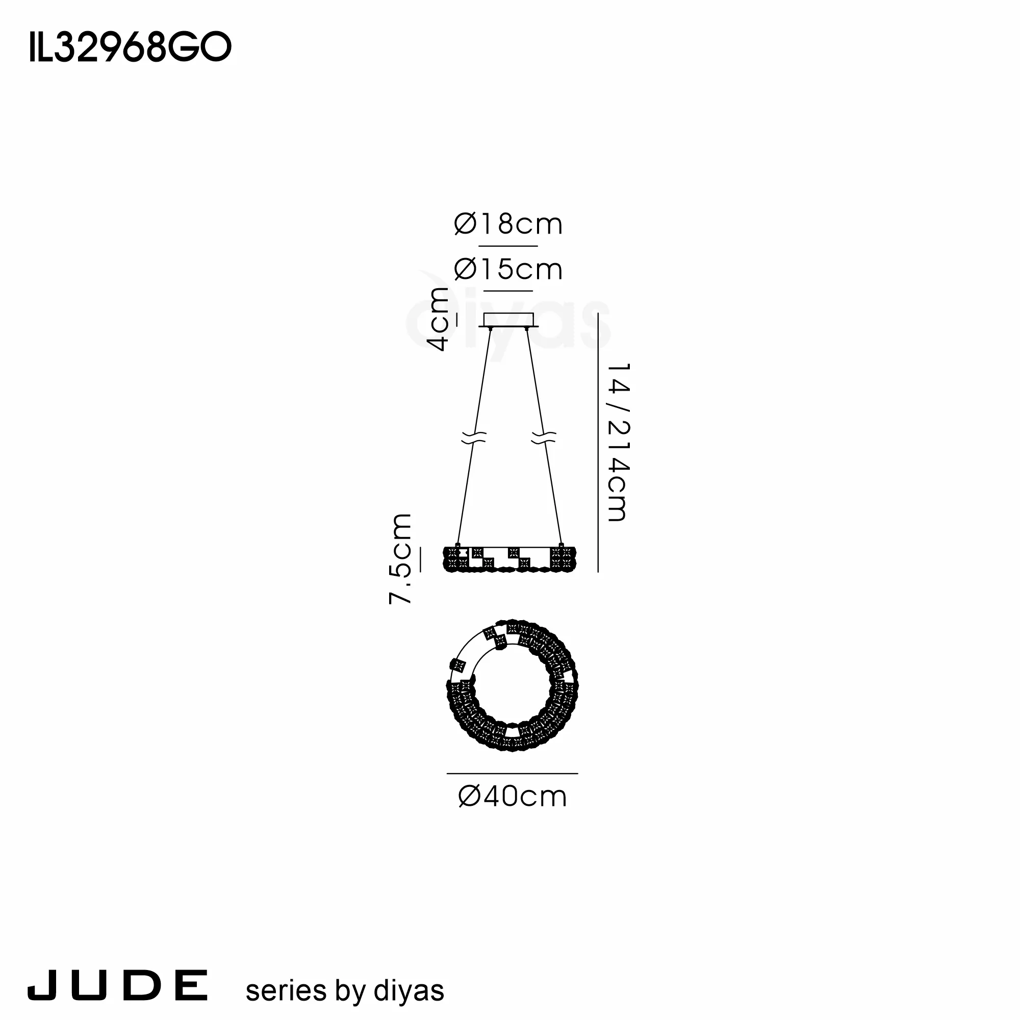 Jude Gold Crystal Ceiling Lights Diyas Ringed & Square Crystal Fittings